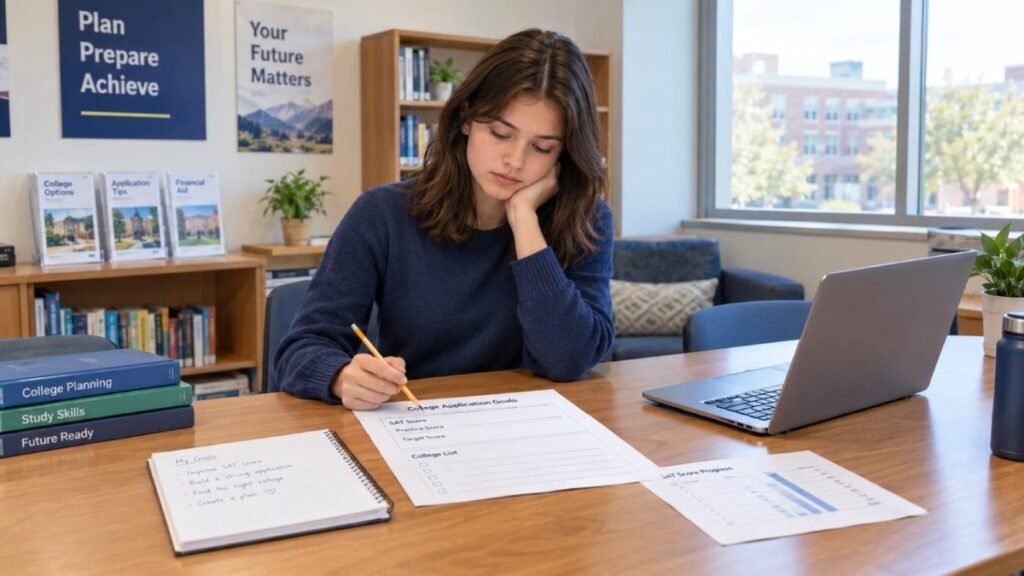 High school student planning SAT goals for Ivy League college applications